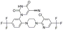 1-(2-(4-(3-Chloro-5-(trifluoromethyl)-2-pyridinyl)piperazino)-5-(trifluoromethyl)phenyl)-2,4-dioxo-1,2,3,4-tetrahydro-5-pyrimidinecarbonitrile 结构式