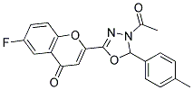 2-(4-Acetyl-5-p-tolyl-4,5-dihydro-[1,3,4]oxadiazol-2-yl)-6-fluoro-chromen-4-one 结构式