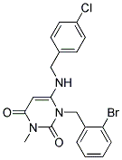 1-(2-BROMOBENZYL)-6-[(4-CHLOROBENZYL)AMINO]-3-METHYLPYRIMIDINE-2,4(1H,3H)-DIONE 结构式