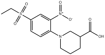 1-[4-(ETHYLSULFONYL)-2-NITROPHENYL]PIPERIDINE-3-CARBOXYLIC ACID 结构式