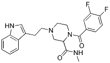 1-(3,4-Difluorobenzoyl)-4-[2-(1H-indol-3-yl)ethyl]-N-methylpiperazine-2-carboxamide 结构式