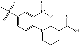 1-[4-(METHYLSULFONYL)-2-NITROPHENYL]PIPERIDINE-3-CARBOXYLIC ACID 结构式