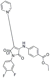 1-{1-(3,4-difluorophenyl)-4-[4-(ethoxycarbonyl)anilino]-2,5-dioxo-2,5-dihydro-1H-pyrrol-3-yl}pyridinium chloride 结构式