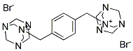 1-[4-(3,5,7-triaza-1-azoniatricyclo[3.3.1.1~3,7~]dec-1-ylmethyl)benzyl]-3,5,7-triaza-1-azoniatricyclo[3.3.1.1~3,7~]decane dibromide 结构式