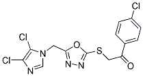 1-(4-chlorophenyl)-2-({5-[(4,5-dichloro-1H-imidazol-1-yl)methyl]-1,3,4-oxadiazol-2-yl}thio)ethan-1-one 结构式