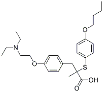 2-(4-BUTOXY-PHENYLSULFANYL)-3-[4-(2-DIETHYLAMINO-ETHOXY)-PHENYL]-2-METHYL-PROPIONIC ACID 结构式