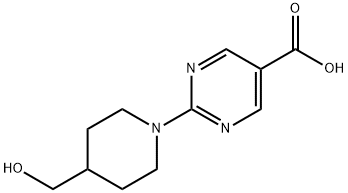 2-(4-羟甲基哌啶-1-基)嘧啶-5-甲酸 结构式