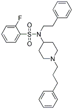 2-FLUORO-N-(2-PHENYLETHYL)-N-[1-(3-PHENYLPROPYL)PIPERIDIN-4-YL]BENZENESULFONAMIDE 结构式