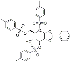 1,2-O-BENZYLIDENE-3,5,6-TRI-O-(P-TOLUOLSULFONYL)-ALPHA-D-GLUCOPYRANOSIDE 结构式