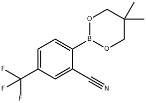 2-(5,5-二甲基-1,3,2-二氧杂硼杂环-2-基)-5-(三氟甲基)苯腈 结构式