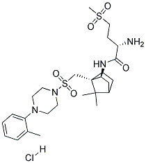 1-((7,7-Dimethyl-2(S)-(2(S)-Amino-4-(methylsulfonyl)Butyramido)Bicyclo[2,2,1]Heptan-1(S)-yl)methylsulfonyl)-4-(2-methylphenyl)Piperazine hydrochloride 结构式