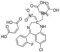 2-AMINOMETHYL-7-CHLORO-2,3-DIHYDRO-5-(2-FLUOROPHENYL)-2-NITROMETHYLENE-1H-1,4-BENZODIAZEPINE DIMALEATE 结构式