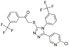 2-({5-(6-CHLORO-3-PYRIDYL)-4-[3-(TRIFLUOROMETHYL)PHENYL]-4H-1,2,4-TRIAZOL-3 -YL}THIO)-1-[3-(TRIFLUOROMETHYL)PHENYL]ETHAN-1-ONE 结构式