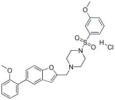 1-([5-(2-METHOXYPHENYL)-1-BENZOFURAN-2-YL]METHYL)-4-[(3-METHOXYPHENYL)SULFONYL]PIPERAZINE HYDROCHLORIDE 结构式