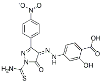 2-HYDROXY-4-(N'-[3-(4-NITRO-PHENYL)-5-OXO-1-THIOCARBAMOYL-1,5-DIHYDRO-PYRAZOL-4-YLIDENE]-HYDRAZINO)-BENZOIC ACID 结构式