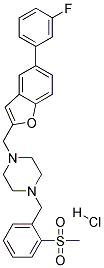 1-([5-(3-FLUOROPHENYL)-1-BENZOFURAN-2-YL]METHYL)-4-[2-(METHYLSULFONYL)BENZYL]PIPERAZINE HYDROCHLORIDE 结构式