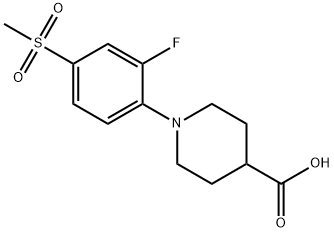 1-(2-氟-4-(甲基磺酰基)苯基)哌啶-4-羧酸 结构式