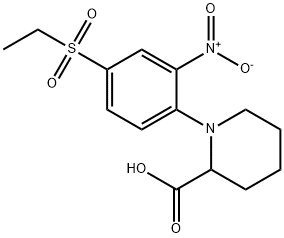 1-[4-(ETHYLSULFONYL)-2-NITROPHENYL]PIPERIDINE-2-CARBOXYLIC ACID 结构式