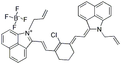 1-ALLYL-2-[(E)-2-(3-((E)-2-[1-ALLYLBENZO[CD]INDOL-2(1H)-YLIDENE]ETHYLIDENE)-2-CHLORO-1-CYCLOHEXEN-1-YL)ETHENYL]BENZO[CD]INDOLIUM TETRAFLUOROBORATE 结构式