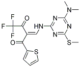 2-({[4-(dimethylamino)-6-(methylthio)-1,3,5-triazin-2-yl]amino}methylidene)-4,4,4-trifluoro-1-(2-thienyl)butane-1,3-dione 结构式