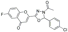 2-[4-ACETYL-5-(4-CHLOROPHENYL)-4,5-DIHYDRO-[1,3,4]OXADIAZOL-2-YL]-6-FLUORO-CHROMEN-4-ONE 结构式