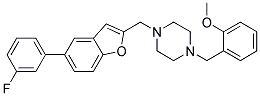 1-([5-(3-FLUOROPHENYL)-1-BENZOFURAN-2-YL]METHYL)-4-(2-METHOXYBENZYL)PIPERAZINE 结构式