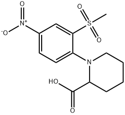 1-[2-(METHYLSULFONYL)-4-NITROPHENYL]PIPERIDINE-2-CARBOXYLIC ACID 结构式