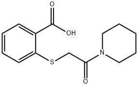 2-((2-氧代-2-(哌啶-1-基)乙基)硫代)苯甲酸 结构式