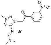 2-{[(dimethylamino)methylidene]amino}-5-methyl-3-[2-(3-nitrophenyl)-2-oxoethyl]-1,3,4-thiadiazol-3-ium bromide 结构式