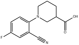 1-[(2-CYANO-4-FLUORO)PHENYL]PIPERIDINE-3-CARBOXYLIC ACID 结构式