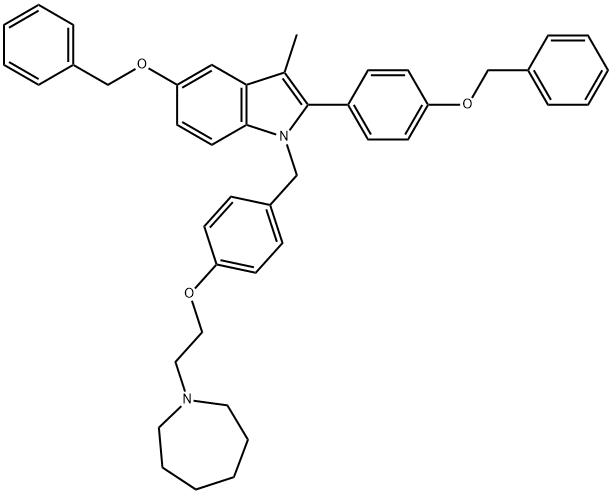 1-(4-(2-(氮杂环庚烷-1-基)乙氧基)苄基)-5-(苄氧基)-2-(4-(苄氧基)苯基)-3-甲基-1H-吲哚 结构式