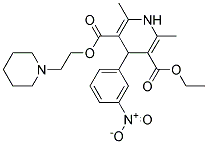 2,6-DIMETHYL-4-(3-NITRO-PHENYL)-1,4-DIHYDRO-PYRIDINE-3,5-DICARBOXYLIC ACID 3-ETHYL ESTER 5-(2-PIPERIDIN-1-YL-ETHYL) ESTER 结构式