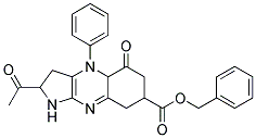 2-ACETYL-5-OXO-4-PHENYL-2,3,5,6,7,8-HEXAHYDRO-1H-PYRROLO[2,3-B]QUINOXALINE-7-CARBOXYLIC ACID BENZYL ESTER 结构式