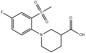 1-[4-FLUORO-2-(METHYLSULFONYL)PHENYL]PIPERIDINE-3-CARBOXYLIC ACID 结构式