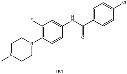 1-(4-[(4-CHLOROBENZOYL)AMINO]-2-FLUOROPHENYL)-4-METHYLHEXAHYDROPYRAZIN-4-IUM CHLORIDE 结构式