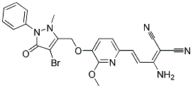 [1-amino-2-aza-3-(4-{[4-bromo-2-methyl-5-oxo-1-phenyl(3-pyrazolin-3-yl)]methoxy}-3-methoxyphenyl)prop-2-enylidene]methane-1,1-dicarbonitrile 结构式