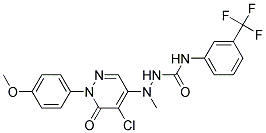 2-(5-Chloro-1-(4-methoxyphenyl)-6-oxo-1,6-dihydro-4-pyridazinyl)-2-methyl-N-(3-(trifluoromethyl)phenyl)-1-hydrazinecarboxamide 结构式