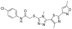 2-(4-METHYL-5-(4-METHYL-2-(5-METHYLISOXAZOL-3-YL)THIAZOL-5-YL)-4H-1,2,4-TRIAZOL-3-YLTHIO)-N-(4-CHLOROPHENYL)ACETAMIDE 结构式