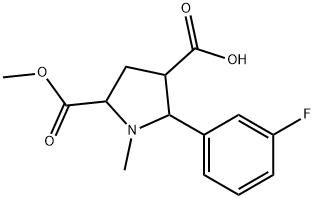 2-(3-FLUOROPHENYL)-5-(METHOXYCARBONYL)-1-METHYL-3-PYRROLIDINECARBOXYLIC ACID 结构式