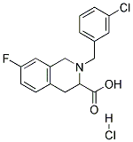 2-(3-CHLORO-BENZYL)-7-FLUORO-1,2,3,4-TETRAHYDRO-ISOQUINOLINE-3-CARBOXYLIC ACID HYDROCHLORIDE 结构式