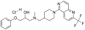 1-[METHYL((1-[2-(TRIFLUOROMETHYL)-1,6-NAPHTHYRIDIN-5-YL]PIPERIDIN-4-YL)METHYL)AMINO]-3-PHENOXYPROPAN-2-OL HYDROCHLORIDE 结构式