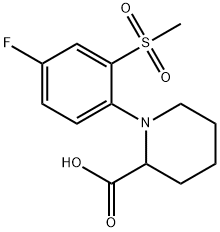 1-[4-FLUORO-2-(METHYLSULFONYL)PHENYL]PIPERIDINE-2-CARBOXYLIC ACID 结构式