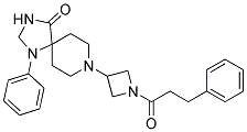 1-PHENYL-8-[1-(3-PHENYLPROPANOYL)AZETIDIN-3-YL]-1,3,8-TRIAZASPIRO[4.5]DECAN-4-ONE 结构式