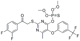 1-(3,4-difluorophenyl)-2-({4-[(dimethoxyphosphorothioyl)oxy]-6-methyl-5-[3-(trifluoromethyl)phenoxy]pyrimidin-2-yl}thio)ethan-1-one 结构式