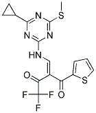 2-({[4-cyclopropyl-6-(methylthio)-1,3,5-triazin-2-yl]amino}methylidene)-4,4,4-trifluoro-1-(2-thienyl)butane-1,3-dione 结构式