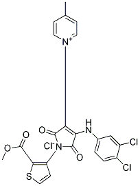 1-{4-(3,4-dichloroanilino)-1-[2-(methoxycarbonyl)-3-thienyl]-2,5-dioxo-2,5-dihydro-1H-pyrrol-3-yl}-4-methylpyridinium chloride 结构式