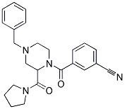 3-([4-BENZYL-2-(PYRROLIDIN-1-YLCARBONYL)PIPERAZIN-1-YL]CARBONYL)BENZONITRILE 结构式