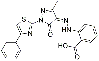 2-(N'-[3-METHYL-5-OXO-1-(4-PHENYL-THIAZOL-2-YL)-1,5-DIHYDRO-PYRAZOL-4-YLIDENE]-HYDRAZINO)-BENZOIC ACID 结构式