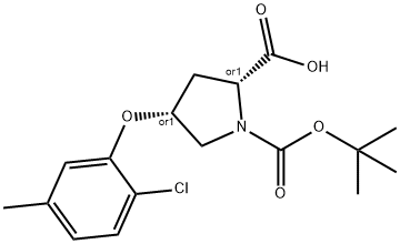 (2S,4S)-1-(TERT-BUTOXYCARBONYL)-4-(2-CHLORO-5-METHYLPHENOXY)-2-PYRROLIDINECARBOXYLIC ACID 结构式
