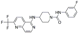 N-(3-FLUOROPHENYL)-4-([2-(TRIFLUOROMETHYL)-1,6-NAPHTHYRIDIN-5-YL]AMINO)PIPERIDINE-1-CARBOXAMIDE 结构式